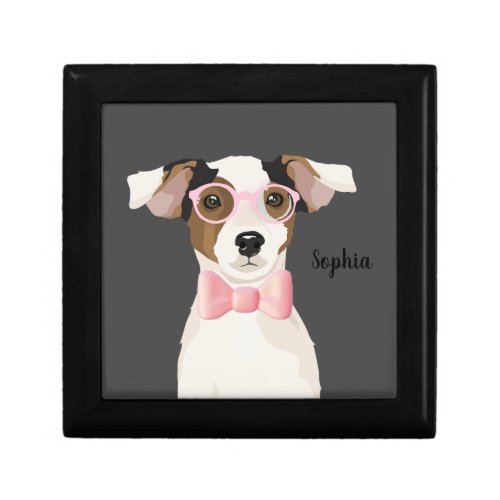 Adorable Terrier dog with glasses and bow tie Gift Box