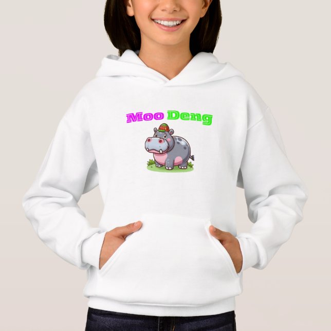 Adorable Thai Baby Hippo Hoodie - Moo Deng (Front)