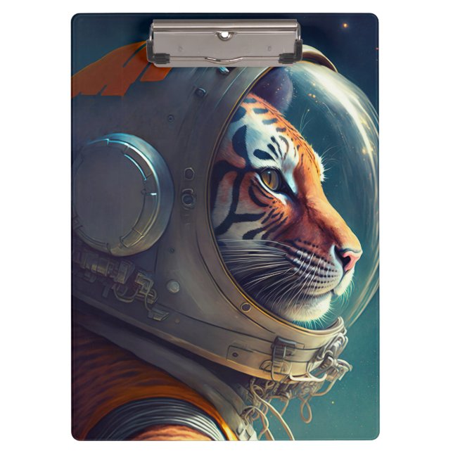 Adorable Tiger Astronaut Clipboard (Front)