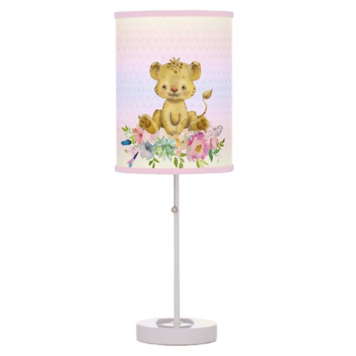 Adorable Tiger Cub Colorful Floral Kids Floor Lamp
