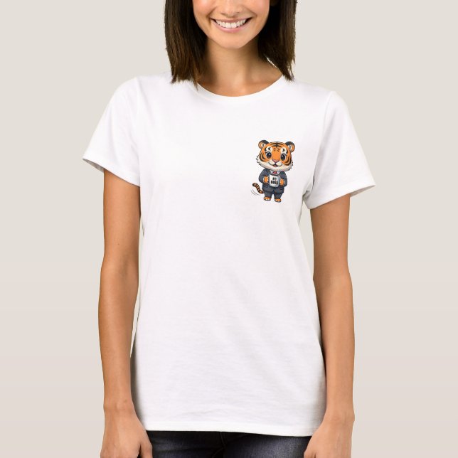 Adorable Tiger Cub Executive in Business Suit T-Shirt (Front)