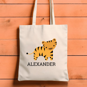Adorable Tiger Kids' Personalized Tote Bag