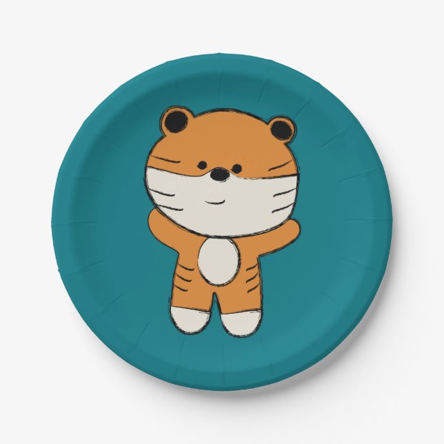 Adorable Tiger Paper Plates (Front)