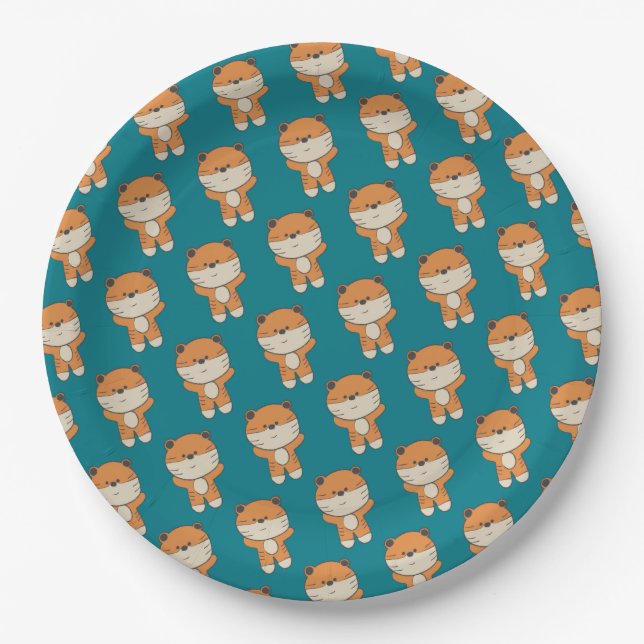 Adorable Tiger Paper Plates (Front)