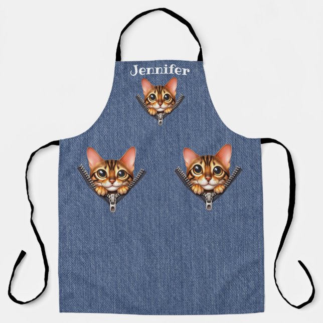 Adorable Tiger Tabby Cat All-Over Print Apron (Front)