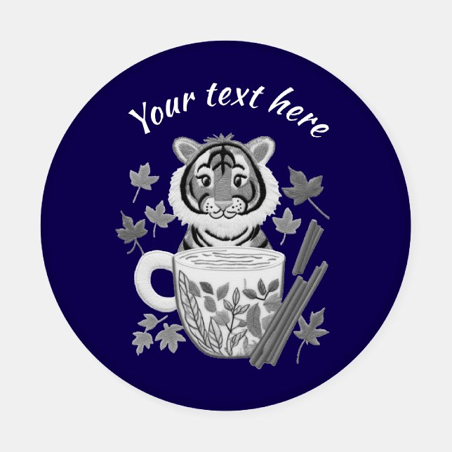Adorable Tiger with Herbal Tea. Personalize Coaster Set (Single)