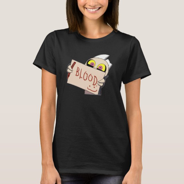 Adorable tiny demon with skull mask and horn   pos T-Shirt (Front)