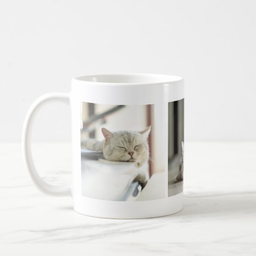 Adorable Tired Kitty Cat Lovers Photo Collage Mug