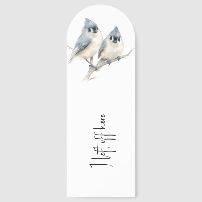 Adorable Titmouse Babies Illustration Bookmarks (Front)