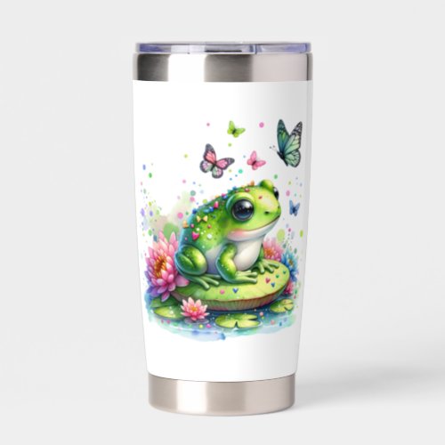 Adorable Toad and Butterflies Personalized Insulated Tumbler