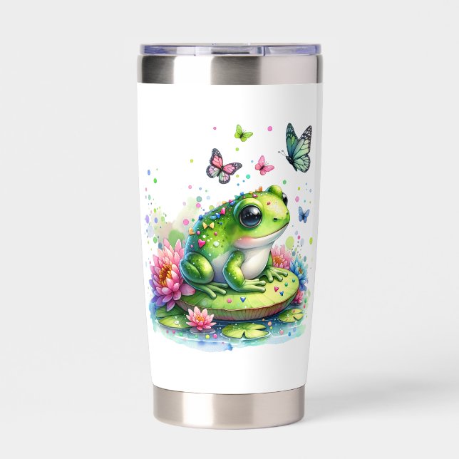 Adorable Toad and Butterflies Personalized Insulated Tumbler (Front)