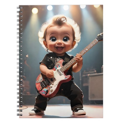 Adorable Toddler Playing Guitar Live in Concert  Notebook
