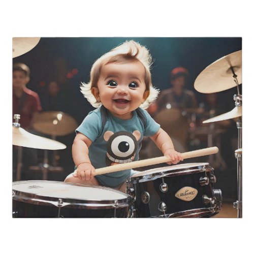 Adorable Toddler Playing the Drums Live on Stage  Faux Canvas Print