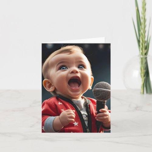 Adorable Toddler Singing Enthusiastically Blank  Card
