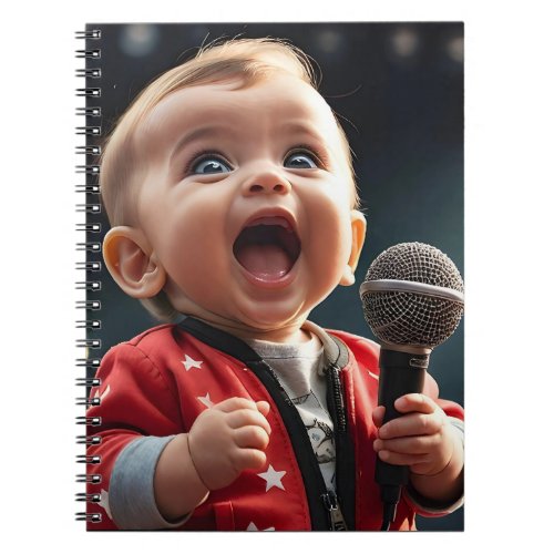 Adorable Toddler Singing Enthusiastically Mic Notebook