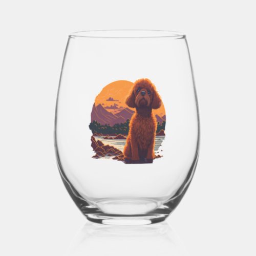 Adorable Toy Poodle Stemless Wine Glass