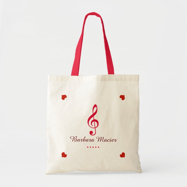 adorable treble clef music personalized tote bag (Front)