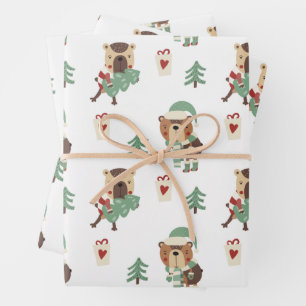 Adorable Trees   Teddy Bear Christmas Wrapping Paper Sheets