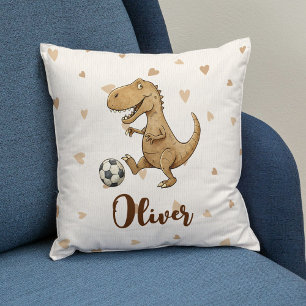 Adorable Trex Playing Football Throw Pillow
