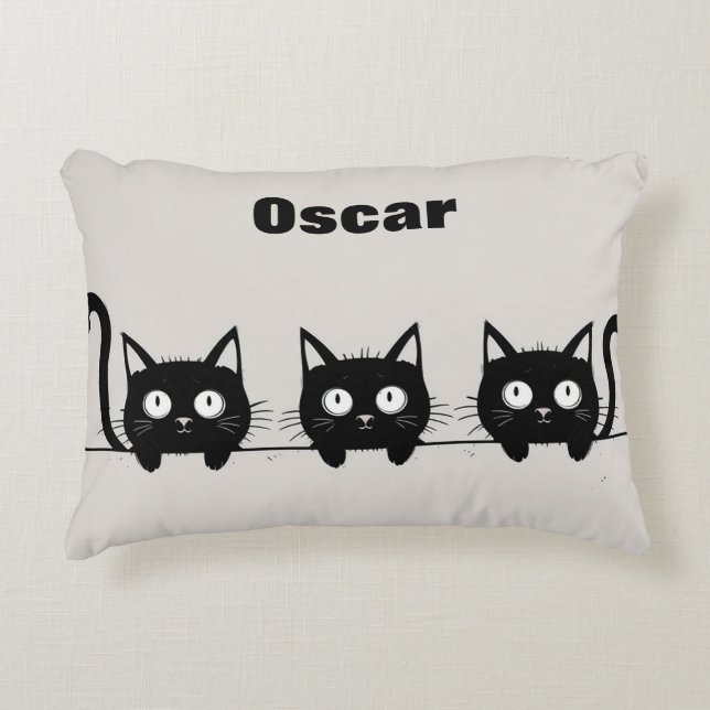 Adorable Trio of Black Cats Accent Pillow (Front)