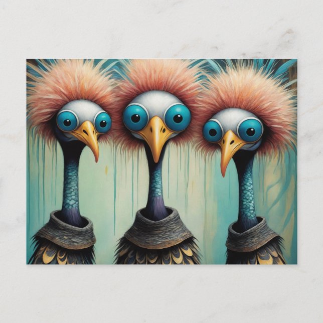 Adorable Trio of Funny Birds Postcard (Front)