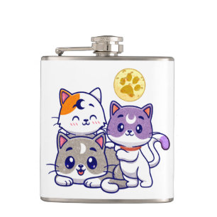 Adorable Trio – Three Cute Cats Flask