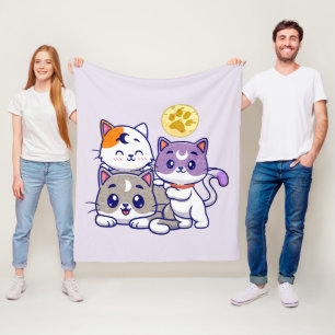 Adorable Trio – Three Cute Cats Fleece Blanket