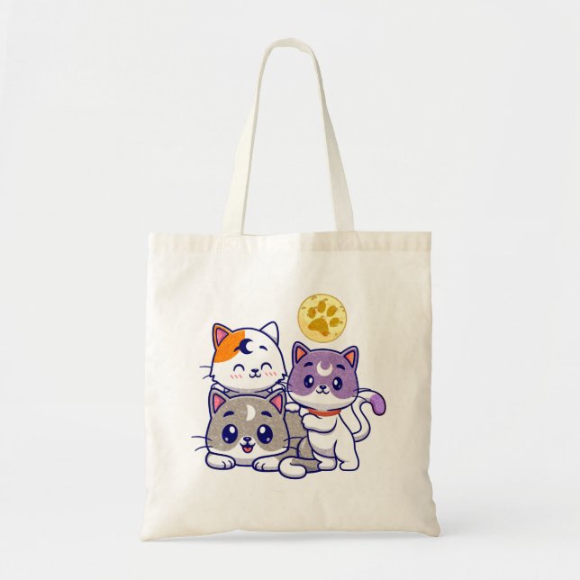 Adorable Trio – Three Cute Cats Tote Bag (Front)
