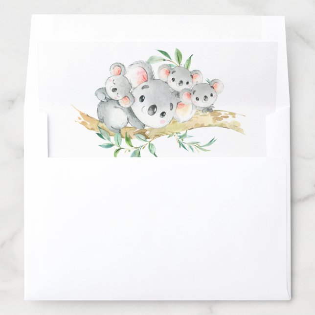 Adorable Triplets & Mom Koala Bear Envelope Liner (In Envelope)