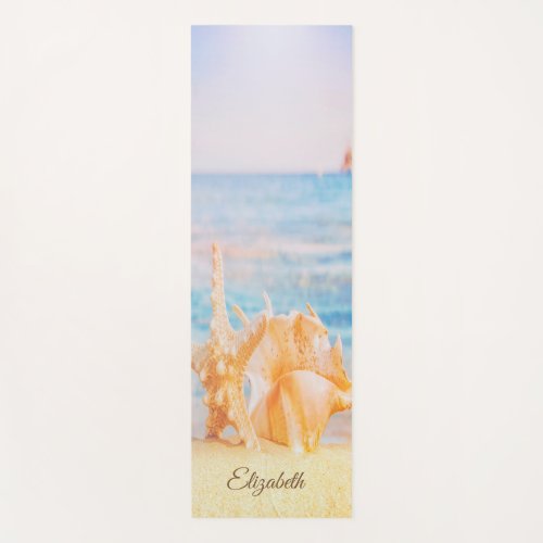 Adorable Tropical Beach SandStar Seashells   Yoga Mat