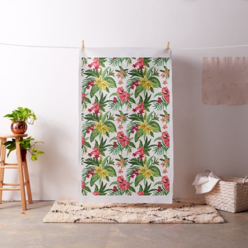Adorable Tropical Flowers Pattern Fabric