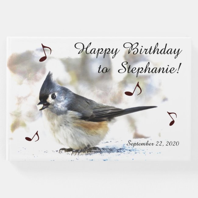 Adorable Tufted Titmouse Bird Birthday Guest Book