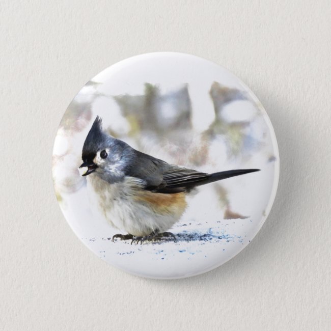 Adorable Tufted Titmouse Bird Button