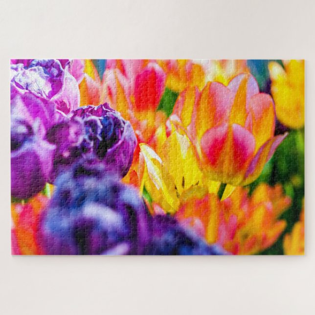 Adorable Tulip Flowers On A Flowerbed Jigsaw Puzzle (Horizontal)