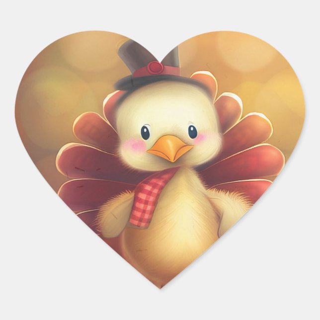 Adorable Turkey Heart Sticker (Front)