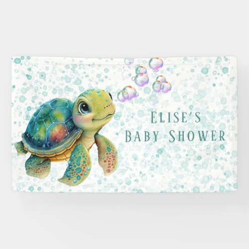 Adorable Turtle and Bubbles Baby Shower  Banner