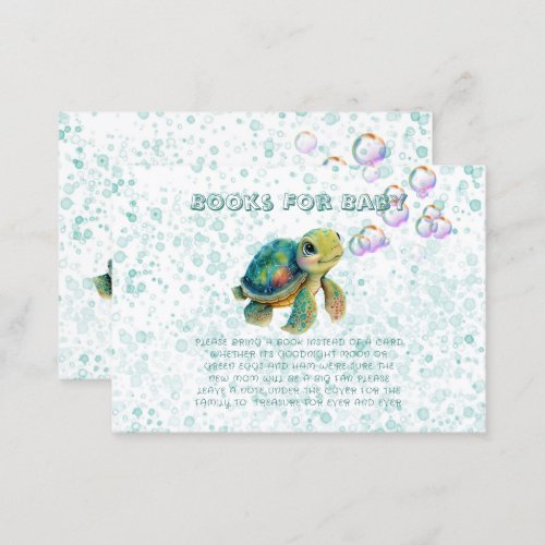 Adorable Turtle and Bubbles Book For Baby Business Card