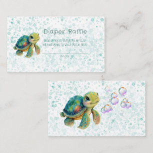 Adorable Turtle and Bubbles Diaper Raffle Business Card