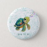 Adorable Turtle Bubbles Baby Shower Mom To Be Butt Button at Zazzle
