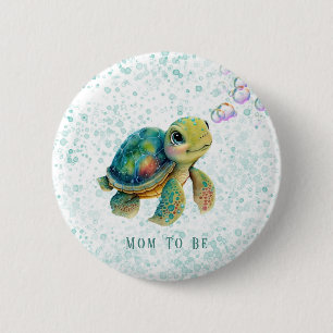 Adorable Turtle Bubbles Baby Shower Mom To Be Butt Button