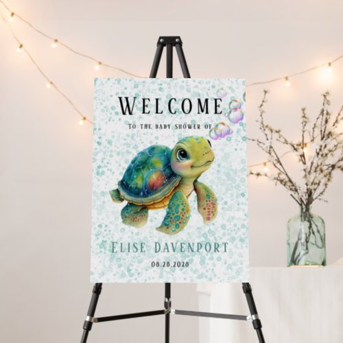 Adorable Turtle Bubbles Baby Shower Welcome Sign
