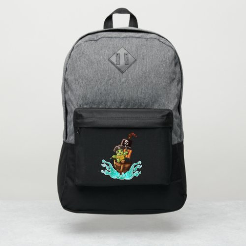 adorable turtle driving his pirate port authority backpack