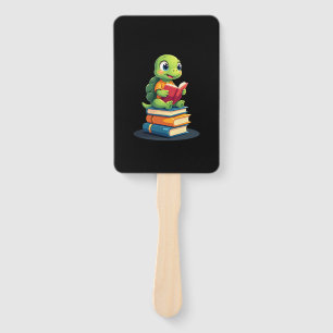 Adorable Turtle Reading Books (1) Hand Fan