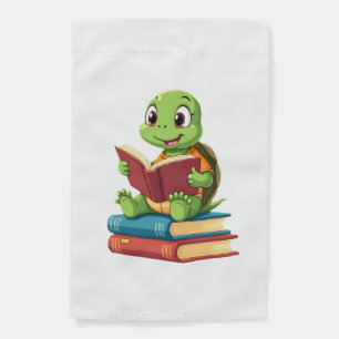 Adorable Turtle Reading Books (2) Garden Flag
