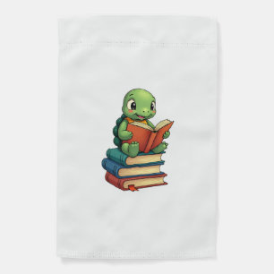 Adorable Turtle Reading Books (3) Garden Flag