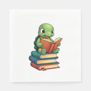 Adorable Turtle Reading Books (3) Napkins