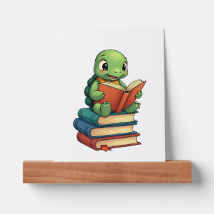 Adorable Turtle Reading Books (3) Picture Ledge