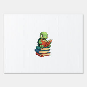 Adorable Turtle Reading Books (3) Sign