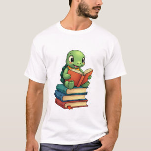 Adorable Turtle Reading Books (3) T-Shirt
