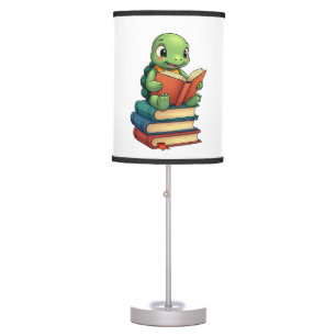 Adorable Turtle Reading Books (3) Table Lamp